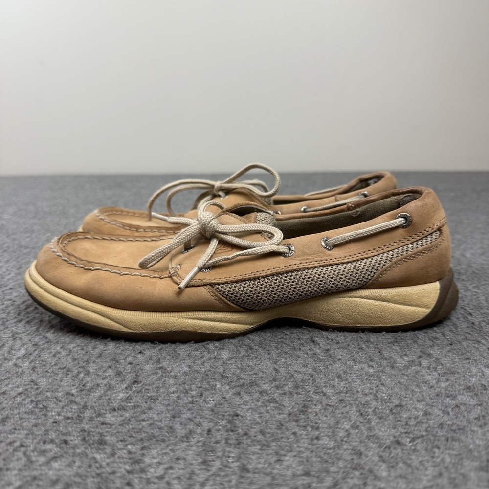 Sperry Boat Shoes Women's 9.5 Tan Nubuck Leather Mesh Loafers 9155259